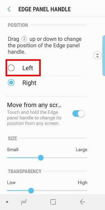 customize Galaxy S9 edge screen handle