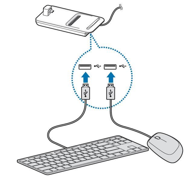 Connect external USB mouse/keyboard to Samsung DeX Pad