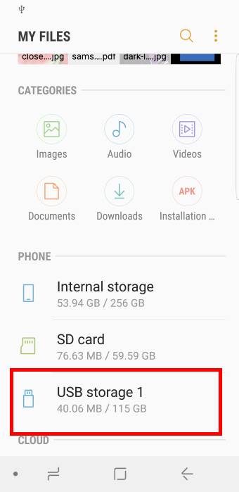 manage USB storage in My Files 