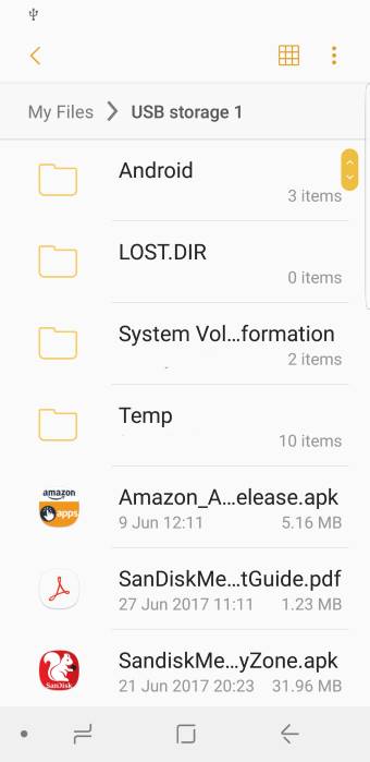 manage USB storage and files in My Files