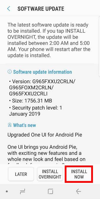 update Galaxy S9 or S9 Plus to Android Pie (Android 9)