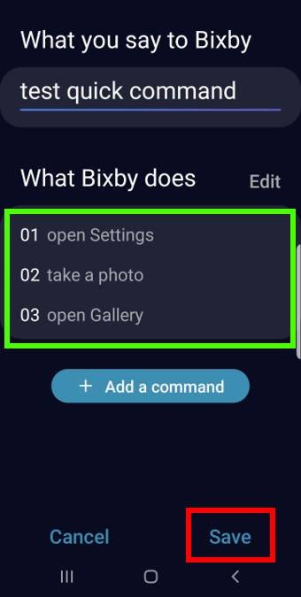 Create Bixby quick commands from scratch